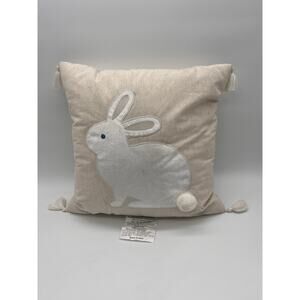 OPALHOUSE DECORATIVE PILLOW Tan White Bunny Rabbit Spring Easter 12" NEW